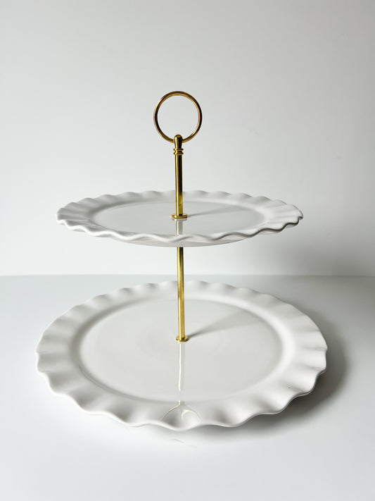 Ruffle Edge Two Tier Dessert Stand